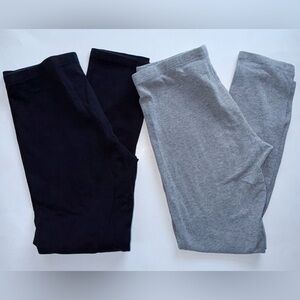 Lot Of 2 Pieces Faded Glory Girl's Large (10/12) Leggings Black And Gray